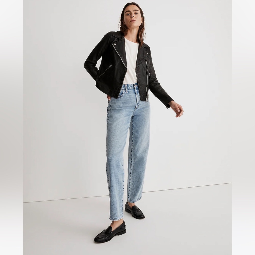 NWT! Madewell Washed Leather Motorcycle Jacket (XS) butter soft leather!!! - Picture 2 of 6